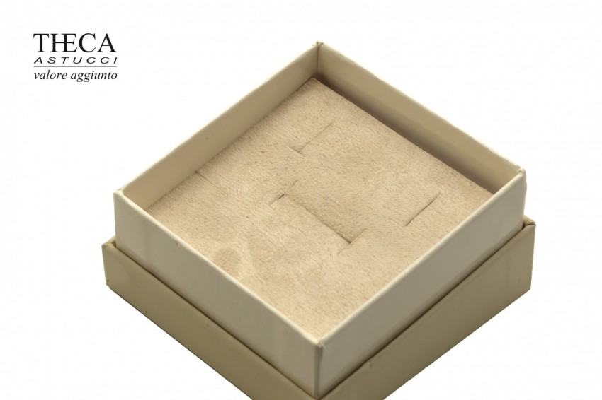 Vanity top presentation box with gift bag for earrings 74x74x42 cream - STO1456 - Photo 2