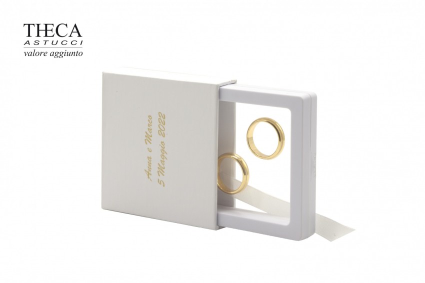 Pocket fedi wedding rings box with gift bag 74x74x18 white - POC1750 - Photo 2