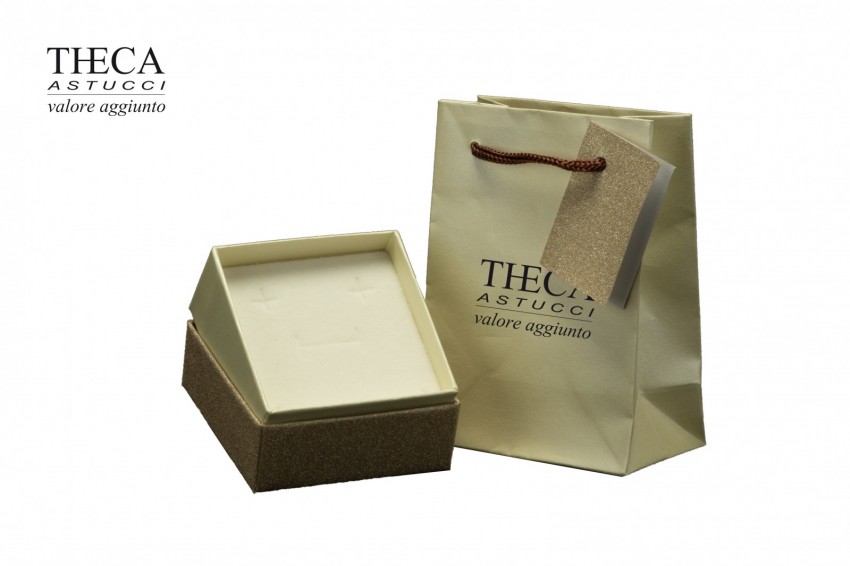 Diamante brill presentation box with gift bag for earrings 70x70x33 gold - 47B1480 - Photo 2