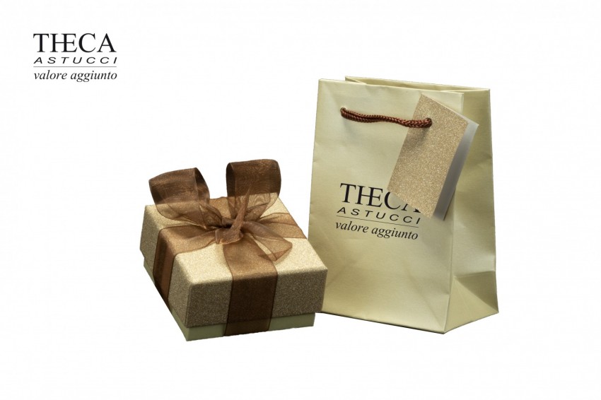 Diamante brill presentation box with gift bag for earrings 70x70x33 gold - 47B1480 - Photo 1