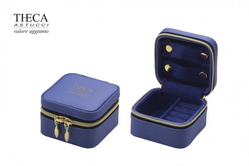 Prezioso zipped jewellery box 68x68x45 navy - POR1444 - Photo 1