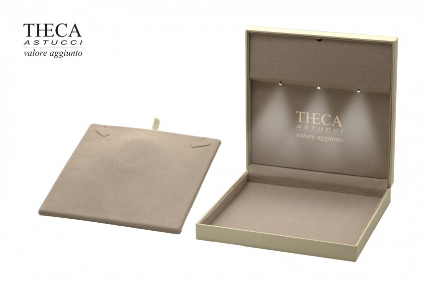 Golden presentation box for necklace with led light 197x197x68 lt.cream - SIR4855 - Photo 2