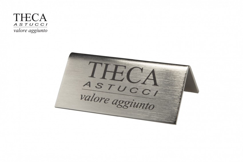 Targa in metallo con logo 50x35x22mm argento satinato - PLT013S - Foto 1