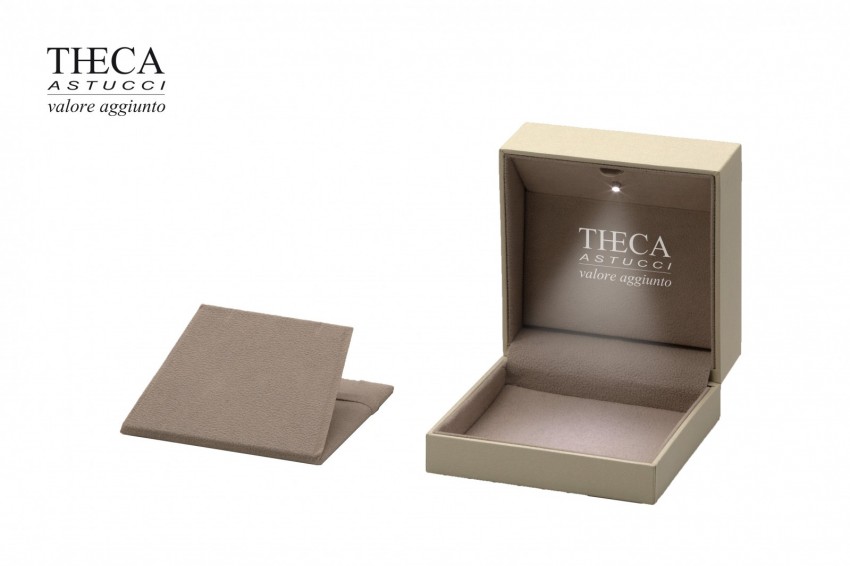 Golden presentation box for pendant earring with led light 100x100x55 lt.cream - SIR3755 - …