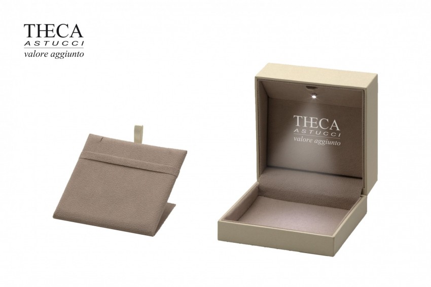 Golden presentation box for pendant earring with led light 100x100x55 lt.cream - SIR3755 - …