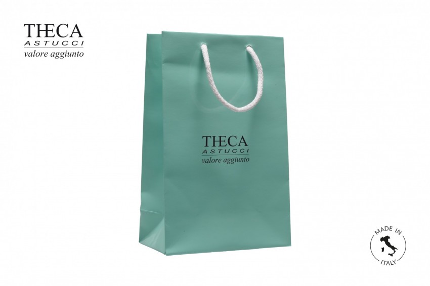 Personalised shopping bags Luxury shopping bags Aqua shopper Acqua gift bag  15,5+8x24 green