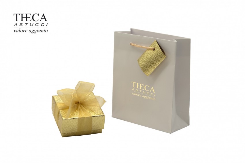 Diamante metal astuccio e shopper per orecchini multiuso 73x73x38 oro - DIM1480 - Foto 1